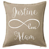 Infinity Love Cushion Custom Printed Personalised Wedding or AnniversaryCushion