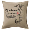 Map Cushion - Northern Beaches or your suburb of choice Personalised Custom Uniform Teamwear Gift- Parkway Designs
