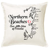 Map Cushion - Northern Beaches or your suburb of choice Personalised Custom Uniform Teamwear Gift- Parkway Designs