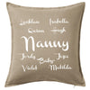 Nanny Cushion with grand kids names - Version 2 Personalised Custom Uniform Teamwear Gift- Parkway Designs